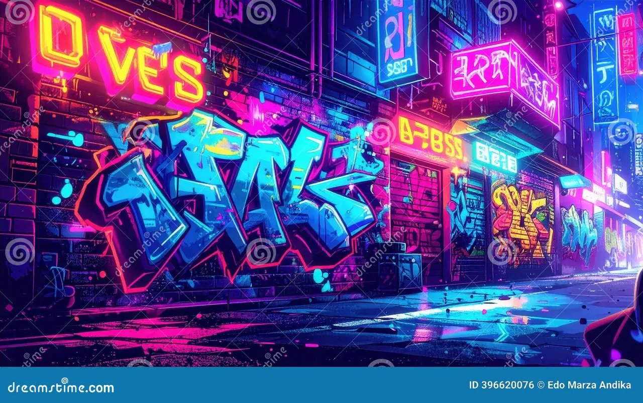 yy体育 - 涂鸦街头赛博不夜城全景